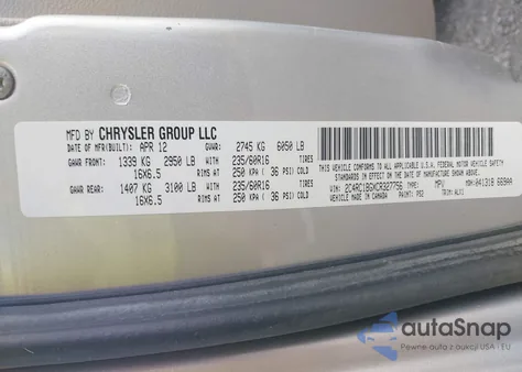 2012 Chrysler Town & Country Touring из США, поврежденный, VIN 2C4RC1BGXCR327756